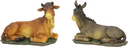 2x FADEDA Ochs und Esel   / Höhe:17 cm / handbemalt / detailgetreue Krippen Figuren - Weihnachten Tisch Dekoration Krippe Zubehör