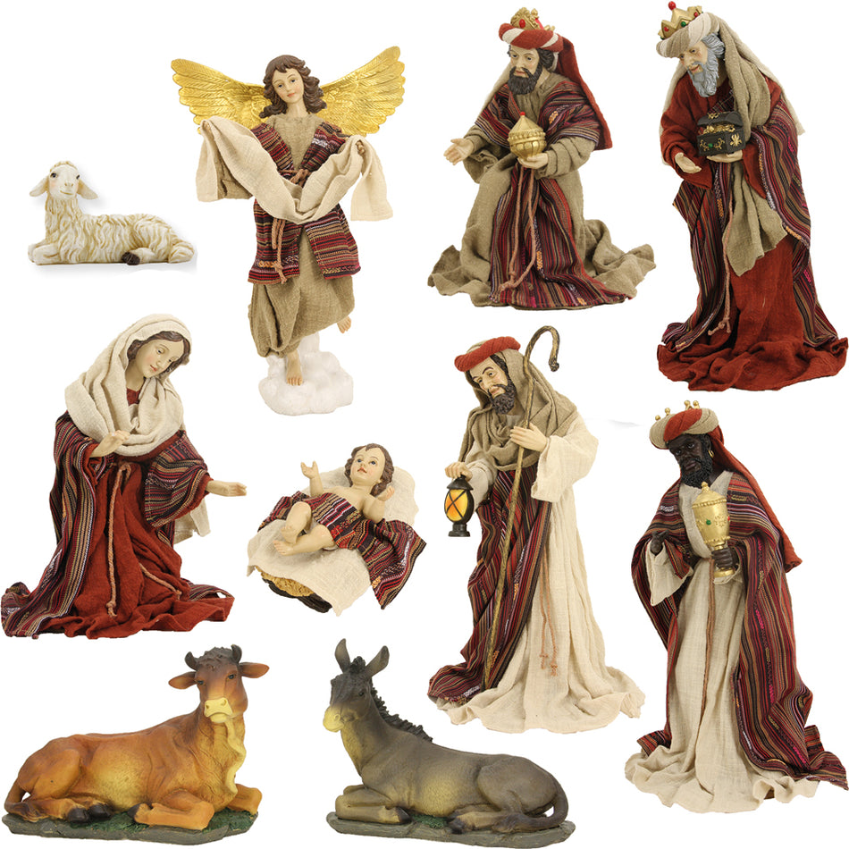 10x FADEDA Krippenfiguren orientalisch, Ankleidefiguren   / Höhe:42 cm / handbemalt / detailgetreue Krippen Figuren - Weihnachten Tisch Dekoration Krippe Zubehör