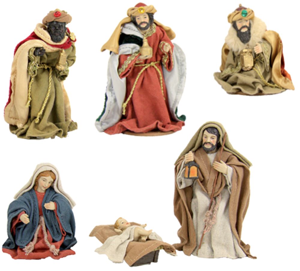 6x FADEDA Krippenfiguren orientalisch, Ankleidefiguren   / Höhe:11 cm / handbemalt / detailgetreue Krippen Figuren - Weihnachten Tisch Dekoration Krippe Zubehör