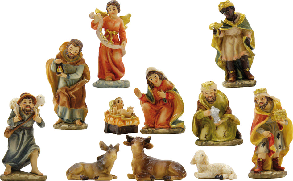 11x FADEDA Krippenfiguren   / Höhe:5 cm / handbemalt / detailgetreue Krippen Figuren - Weihnachten Tisch Dekoration Krippe Zubehör