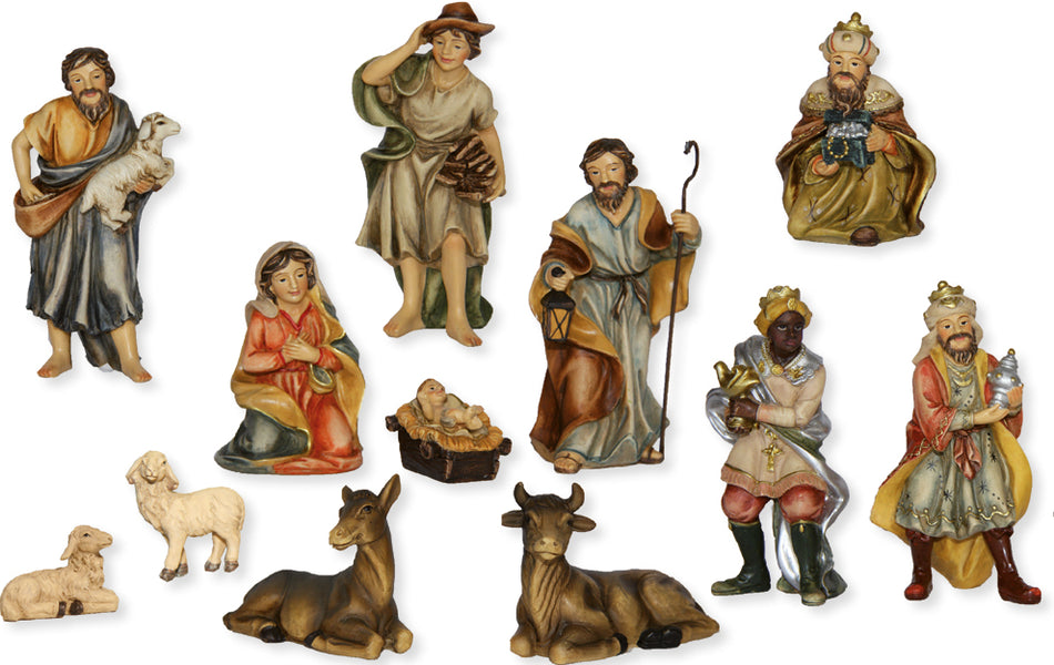 12x FADEDA Johannes-Krippenfiguren   / Höhe:12 cm / handbemalt / detailgetreue Krippen Figuren - Weihnachten Tisch Dekoration Krippe Zubehör