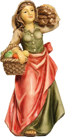 FADEDA JOK: Magd mit Holzbündel   / Höhe:12 cm / handbemalt / detailgetreue Krippen Figuren - Weihnachten Tisch Dekoration Krippe Zubehör