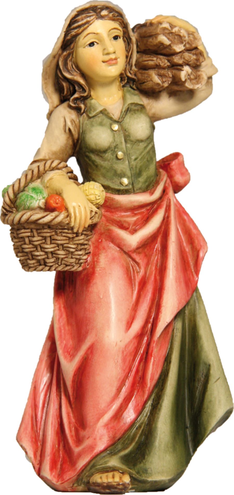 FADEDA JOK: Magd mit Holzbündel   / Höhe:8 cm / handbemalt / detailgetreue Krippen Figuren - Weihnachten Tisch Dekoration Krippe Zubehör