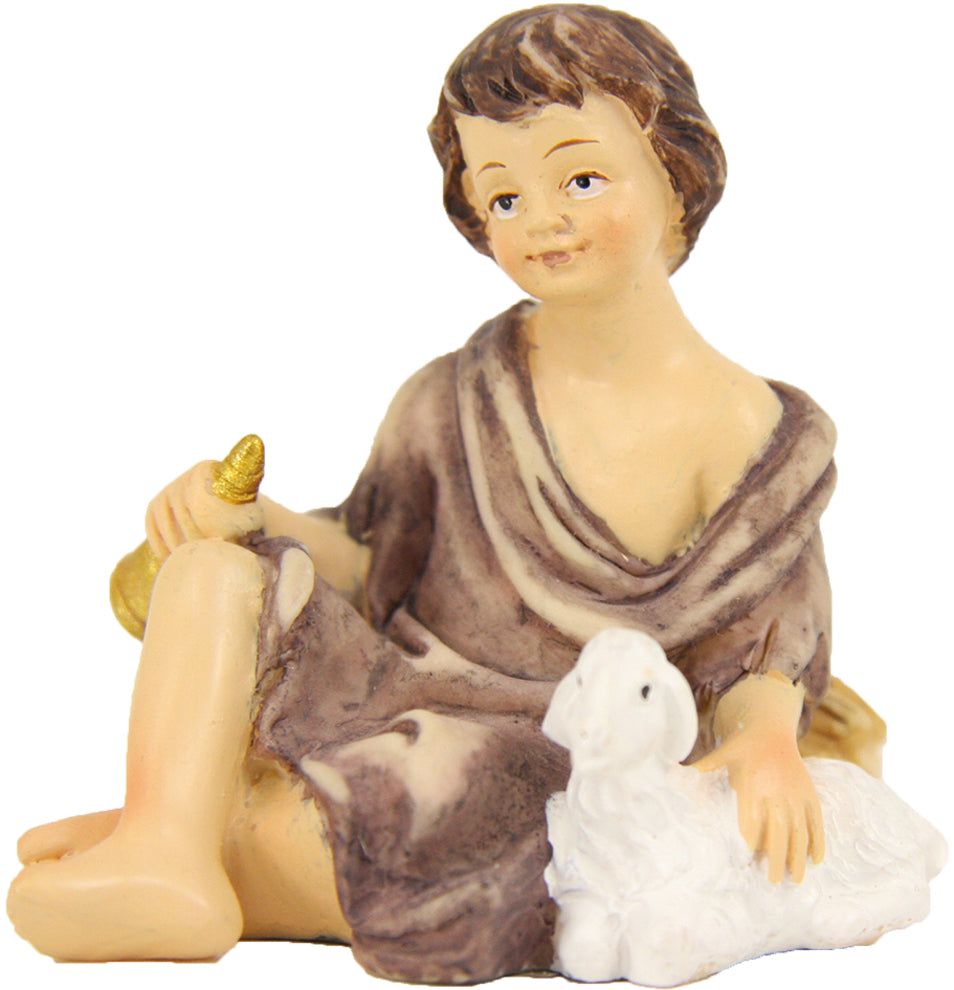 FADEDA JOK: Hirte sitzend mit Horn   / Höhe:8 cm / handbemalt / detailgetreue Krippen Figuren - Weihnachten Tisch Dekoration Krippe Zubehör