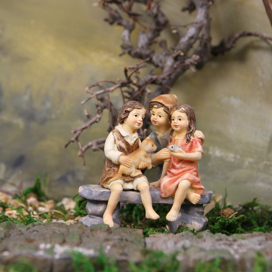 FADEDA JOK: Kindergruppe   / Höhe:10 cm / handbemalt / detailgetreue Krippen Figuren - Weihnachten Tisch Dekoration Krippe Zubehör