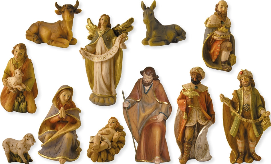 11x FADEDA Krippenfiguren   / Höhe:15 cm / handbemalt / detailgetreue Krippen Figuren - Weihnachten Tisch Dekoration Krippe Zubehör