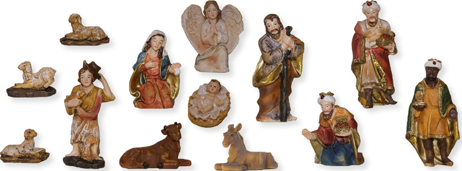 13x FADEDA Krippenfiguren   / Höhe:8 cm / handbemalt / detailgetreue Krippen Figuren - Weihnachten Tisch Dekoration Krippe Zubehör