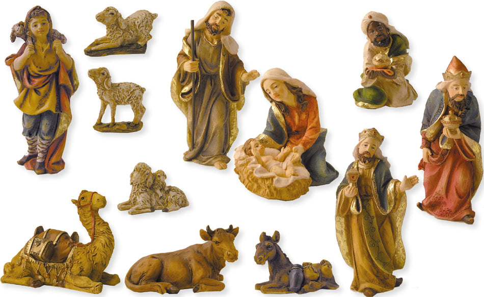 12x FADEDA Krippenfiguren   / Höhe:12 cm / handbemalt / detailgetreue Krippen Figuren - Weihnachten Tisch Dekoration Krippe Zubehör