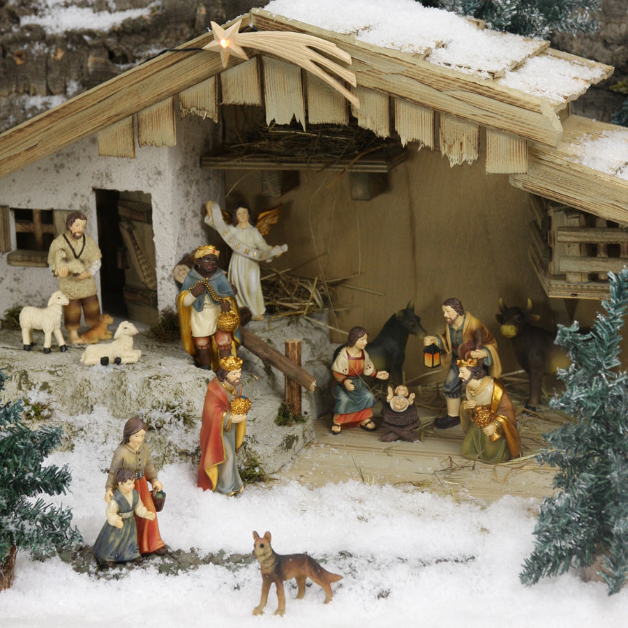 13x FADEDA Bauern-Krippenfiguren   / Höhe:10 cm / handbemalt / detailgetreue Krippen Figuren - Weihnachten Tisch Dekoration Krippe Zubehör
