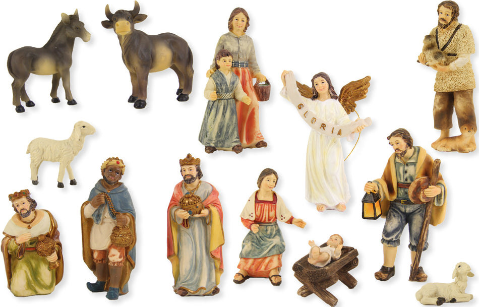 13x FADEDA Bauern-Krippenfiguren   / Höhe:10 cm / handbemalt / detailgetreue Krippen Figuren - Weihnachten Tisch Dekoration Krippe Zubehör