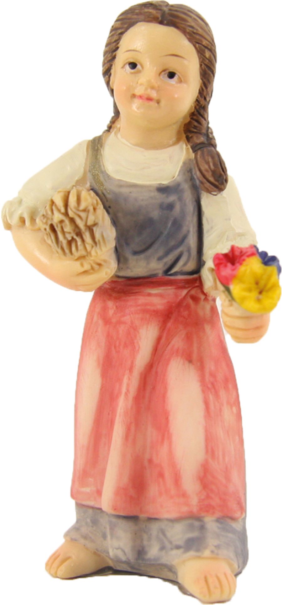 FADEDA Mädchen mit Blumen   / Höhe:8 cm / handbemalt / detailgetreue Krippen Figuren - Weihnachten Tisch Dekoration Krippe Zubehör