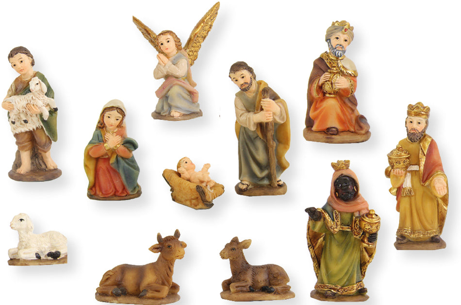 11x FADEDA Markus-Krippenfiguren   / Höhe:3 cm / handbemalt / detailgetreue Krippen Figuren - Weihnachten Tisch Dekoration Krippe Zubehör