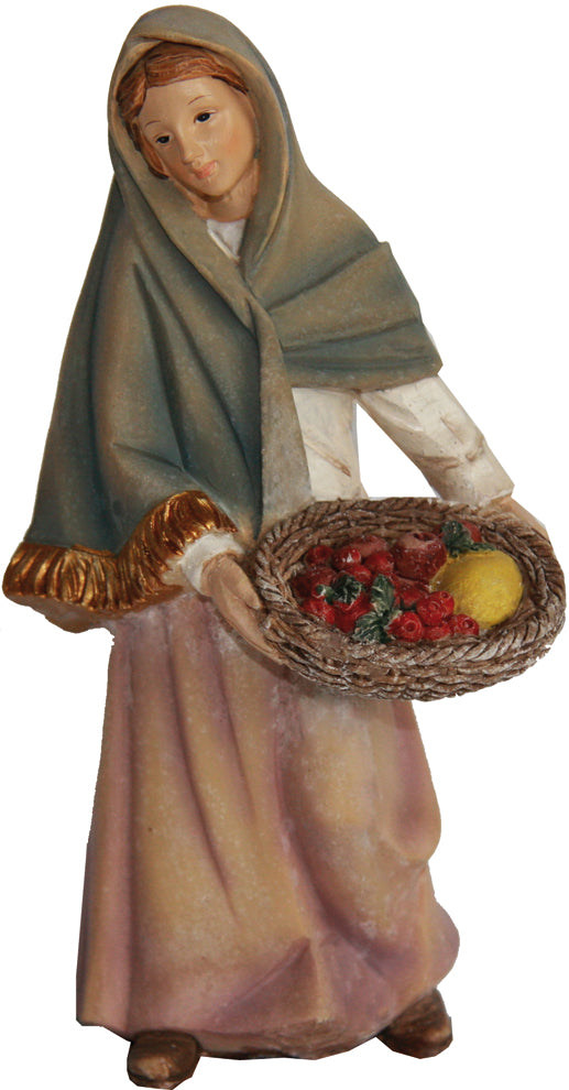 FADEDA Magd mit Obstkorb   / Höhe:7 cm / handbemalt / detailgetreue Krippen Figuren - Weihnachten Tisch Dekoration Krippe Zubehör