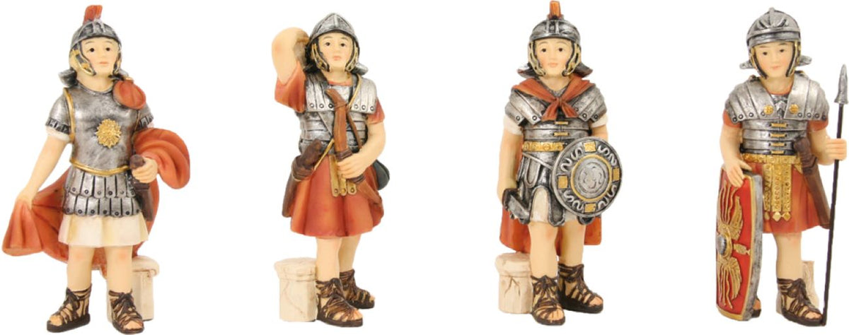 4x FADEDA Legionäre   / Höhe:9 cm / handbemalt / detailgetreue Krippen Figuren - Weihnachten Tisch Dekoration Krippe Zubehör