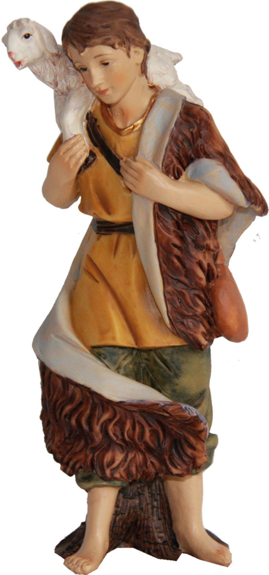FADEDA Hirte mit Schaf auf Schulter   / Höhe:11 cm / handbemalt / detailgetreue Krippen Figuren - Weihnachten Tisch Dekoration Krippe Zubehör
