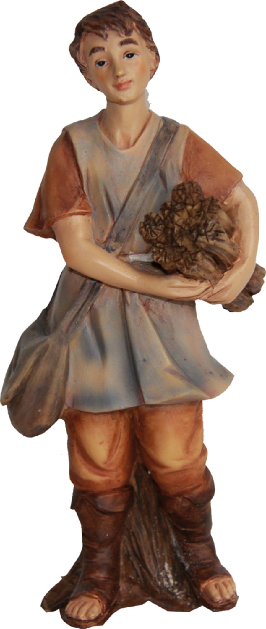 FADEDA Junge mit Holz   / Höhe:11 cm / handbemalt / detailgetreue Krippen Figuren - Weihnachten Tisch Dekoration Krippe Zubehör