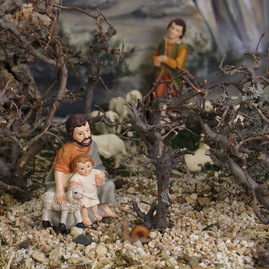 FADEDA Hirte mit Kind und Schaf   / Höhe:11 cm / handbemalt / detailgetreue Krippen Figuren - Weihnachten Tisch Dekoration Krippe Zubehör
