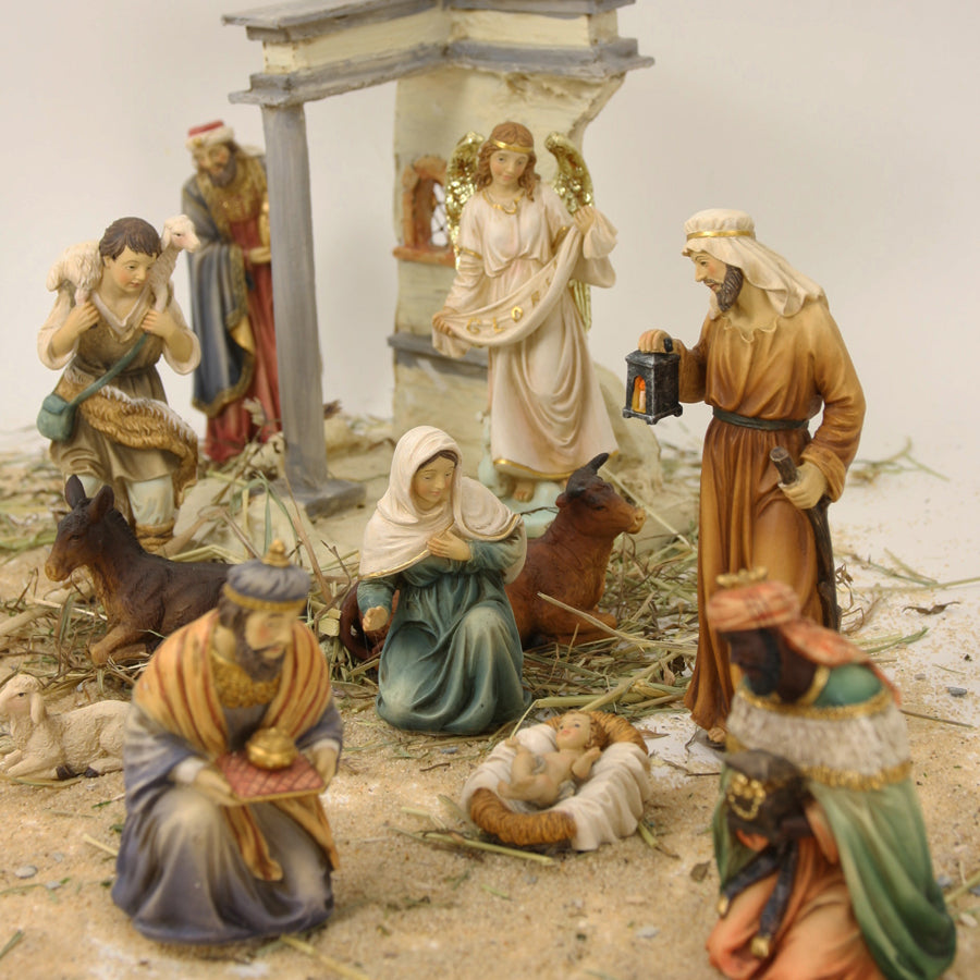 12x FADEDA Krippenfiguren orientalisch   / Höhe:15 cm / handbemalt / detailgetreue Krippen Figuren - Weihnachten Tisch Dekoration Krippe Zubehör