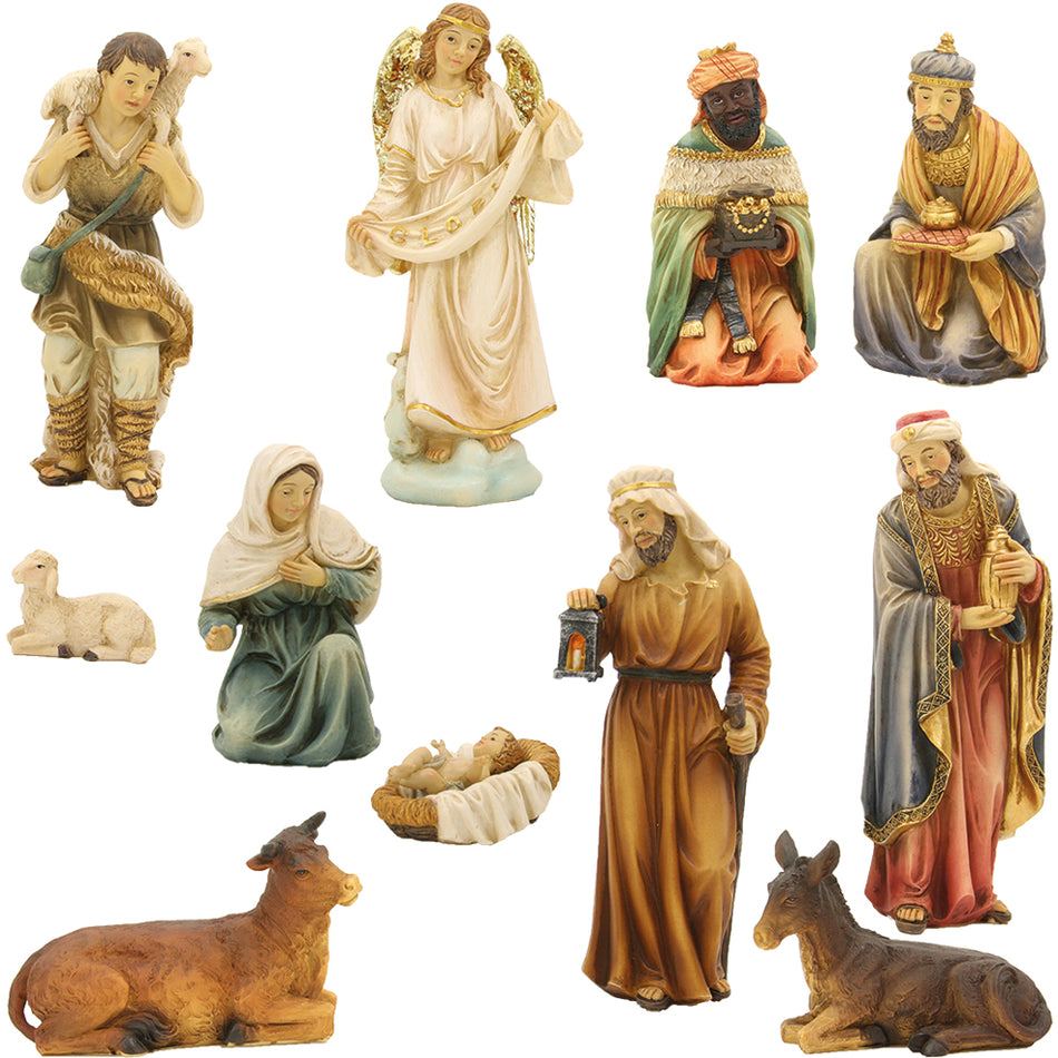 12x FADEDA Krippenfiguren orientalisch   / Höhe:15 cm / handbemalt / detailgetreue Krippen Figuren - Weihnachten Tisch Dekoration Krippe Zubehör