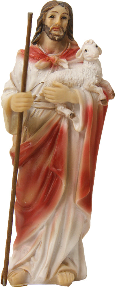 FADEDA Passionsfigur: Jesus der gute Hirte   / Höhe:9 cm / handbemalt / detailgetreue Krippen Figuren - Weihnachten Tisch Dekoration Krippe Zubehör