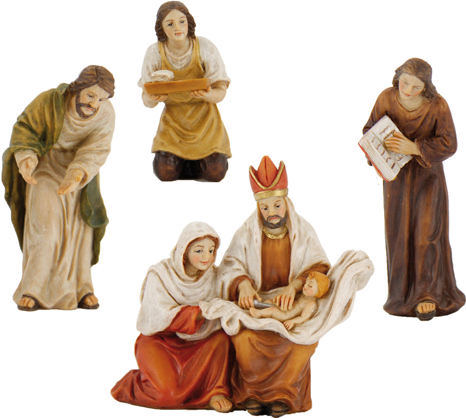 4x FADEDA Passionsfiguren: Beschneidung Jesu   / Höhe:9 cm / handbemalt / detailgetreue Krippen Figuren - Weihnachten Tisch Dekoration Krippe Zubehör