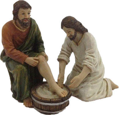 2x FADEDA Passionsfiguren:Die Fußwaschung   / Höhe:9 cm / handbemalt / detailgetreue Krippen Figuren - Weihnachten Tisch Dekoration Krippe Zubehör