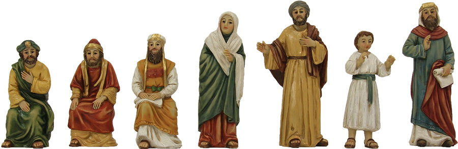 7x FADEDA Passionsfiguren: Der zwölfjährige Jesus im Tempel   / Höhe:9 cm / handbemalt / detailgetreue Krippen Figuren - Weihnachten Tisch Dekoration Krippe Zubehör