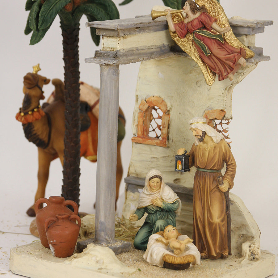 3x FADEDA Heilige Familie orientalisch   / Höhe:11 cm / handbemalt / detailgetreue Krippen Figuren - Weihnachten Tisch Dekoration Krippe Zubehör