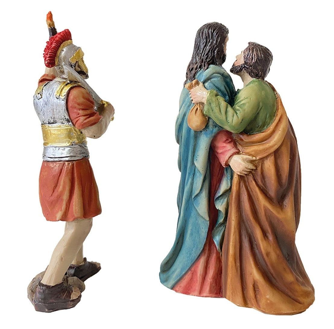 2x FADEDA Passionsfiguren: Judaskuss   / Höhe:9 cm / handbemalt / detailgetreue Krippen Figuren - Weihnachten Tisch Dekoration Krippe Zubehör