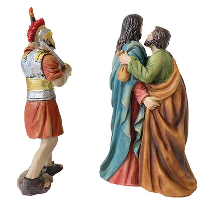 2x FADEDA Passionsfiguren: Judaskuss   / Höhe:9 cm / handbemalt / detailgetreue Krippen Figuren - Weihnachten Tisch Dekoration Krippe Zubehör