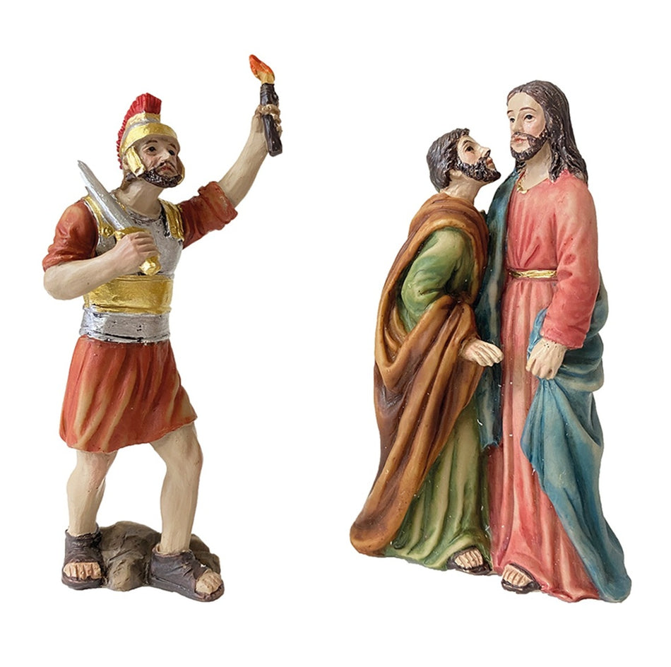 2x FADEDA Passionsfiguren: Judaskuss   / Höhe:9 cm / handbemalt / detailgetreue Krippen Figuren - Weihnachten Tisch Dekoration Krippe Zubehör