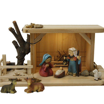6x FADEDA Krippenfiguren   / Höhe:9 cm / handbemalt / detailgetreue Krippen Figuren - Weihnachten Tisch Dekoration Krippe Zubehör