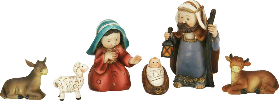 6x FADEDA Krippenfiguren   / Höhe:9 cm / handbemalt / detailgetreue Krippen Figuren - Weihnachten Tisch Dekoration Krippe Zubehör