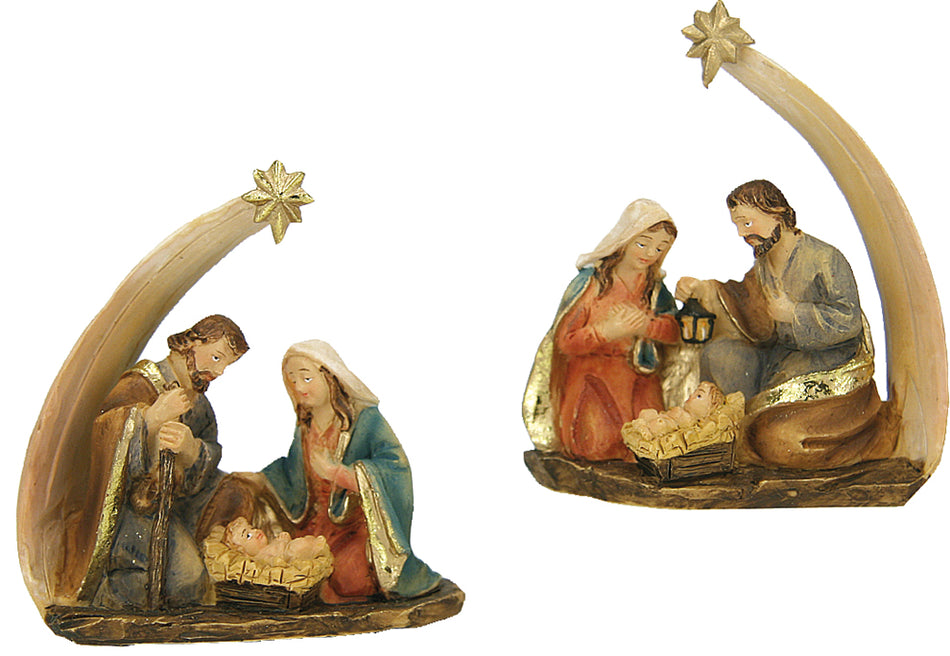 2x FADEDA Hlg. Familie, Krippenblock   / Höhe:7 cm / handbemalt / detailgetreue Krippen Figuren - Weihnachten Tisch Dekoration Krippe Zubehör