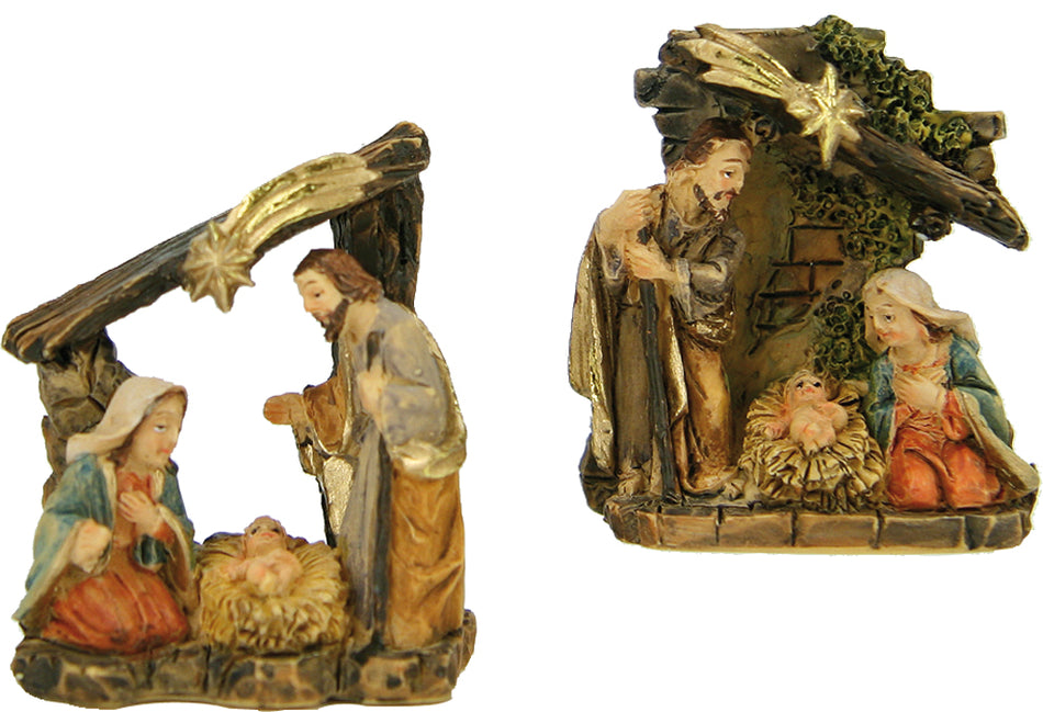 2x FADEDA Hlg. Familie, Krippenblock   / Höhe:4 cm / handbemalt / detailgetreue Krippen Figuren - Weihnachten Tisch Dekoration Krippe Zubehör