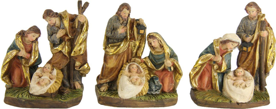 3x FADEDA Hlg. Familie, Krippenblock   / Höhe:9 cm / handbemalt / detailgetreue Krippen Figuren - Weihnachten Tisch Dekoration Krippe Zubehör