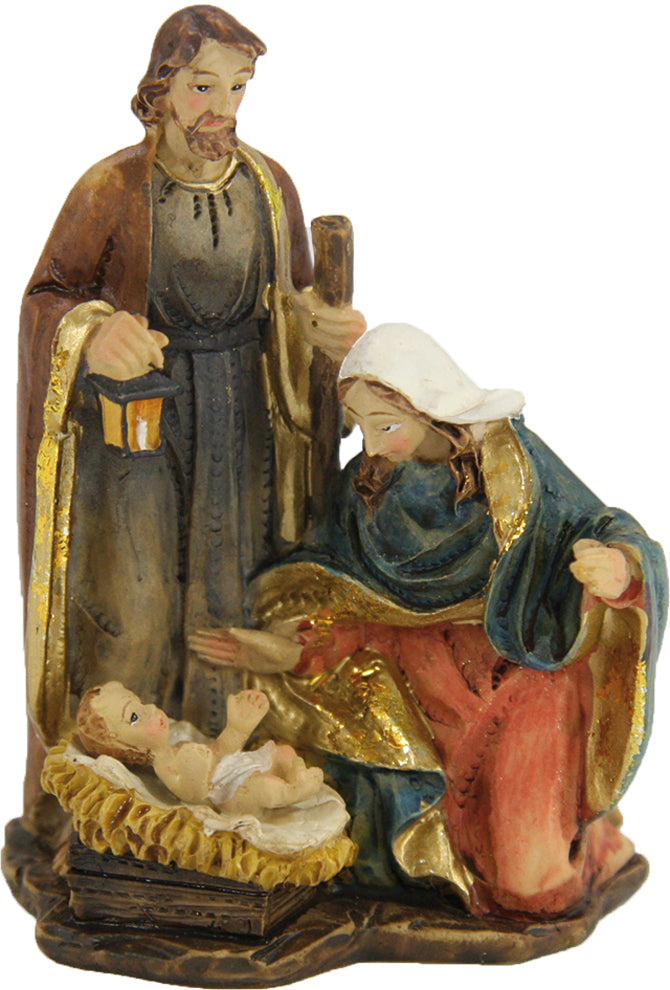 FADEDA Hlg. Familie, Krippenblock   / Höhe:8 cm / handbemalt / detailgetreue Krippen Figuren - Weihnachten Tisch Dekoration Krippe Zubehör
