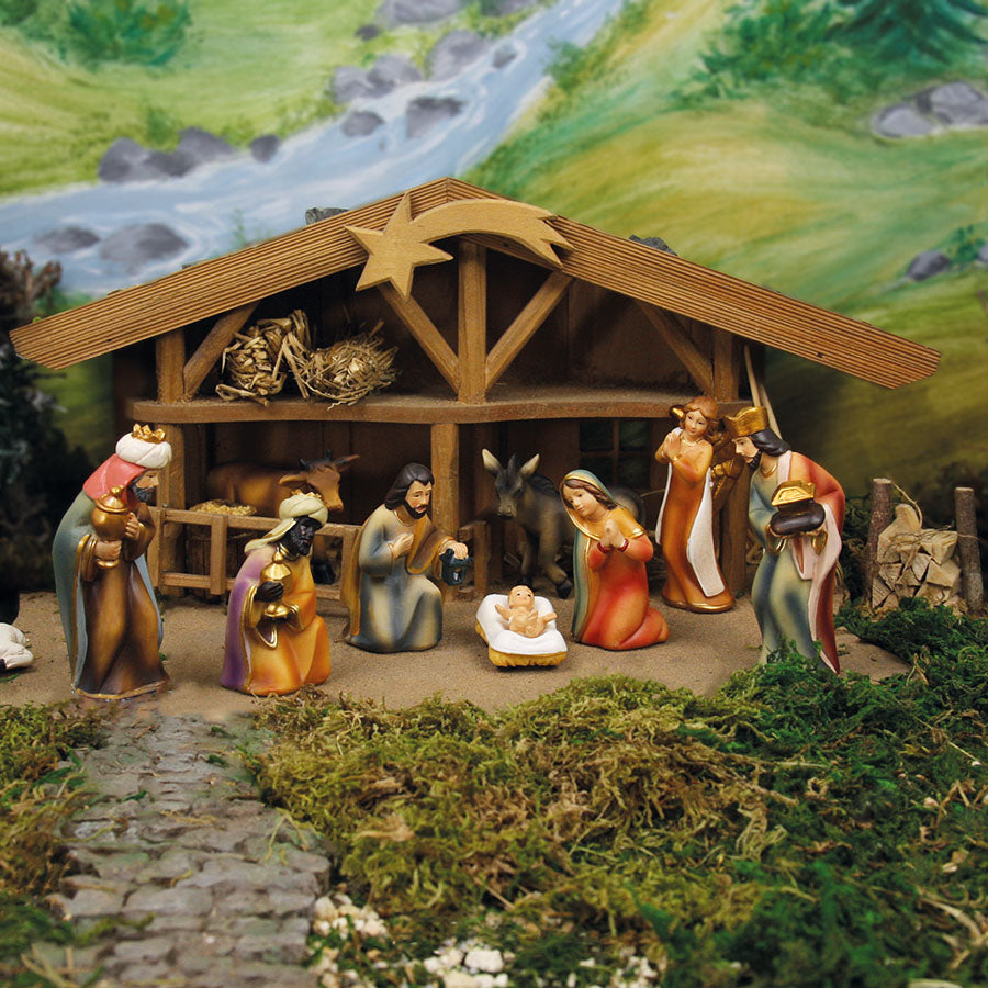 11x FADEDA Krippenfiguren   / Höhe:8 cm / handbemalt / detailgetreue Krippen Figuren - Weihnachten Tisch Dekoration Krippe Zubehör