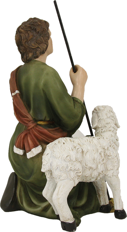 FADEDA Hirtenjunge mit Schaf   / Höhe:100 cm / handbemalt / detailgetreue Krippen Figuren - Weihnachten Tisch Dekoration Krippe Zubehör