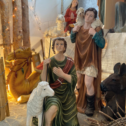 FADEDA Hirtenjunge mit Schaf   / Höhe:100 cm / handbemalt / detailgetreue Krippen Figuren - Weihnachten Tisch Dekoration Krippe Zubehör