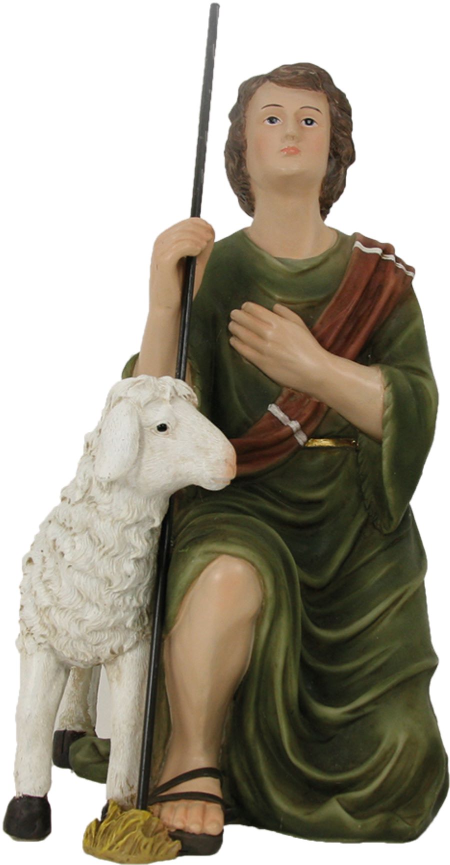 FADEDA Hirte kniend mit Schaf   / Höhe:40 cm / handbemalt / detailgetreue Krippen Figuren - Weihnachten Tisch Dekoration Krippe Zubehör