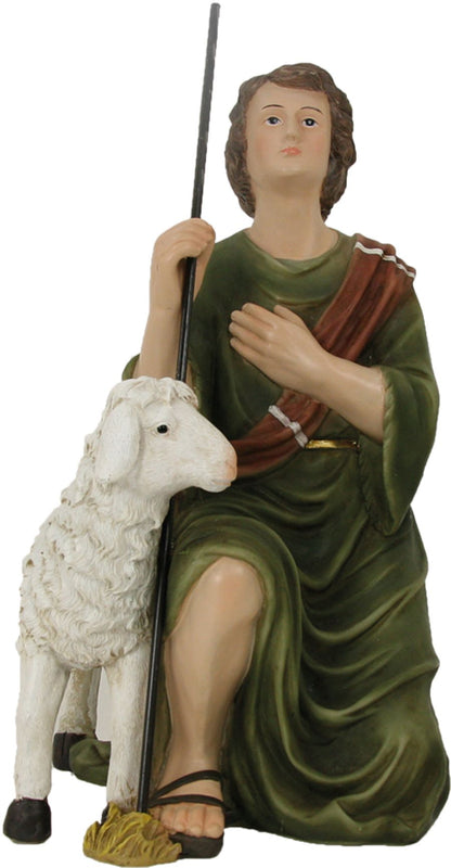 FADEDA Hirte kniend mit Schaf   / Höhe:40 cm / handbemalt / detailgetreue Krippen Figuren - Weihnachten Tisch Dekoration Krippe Zubehör