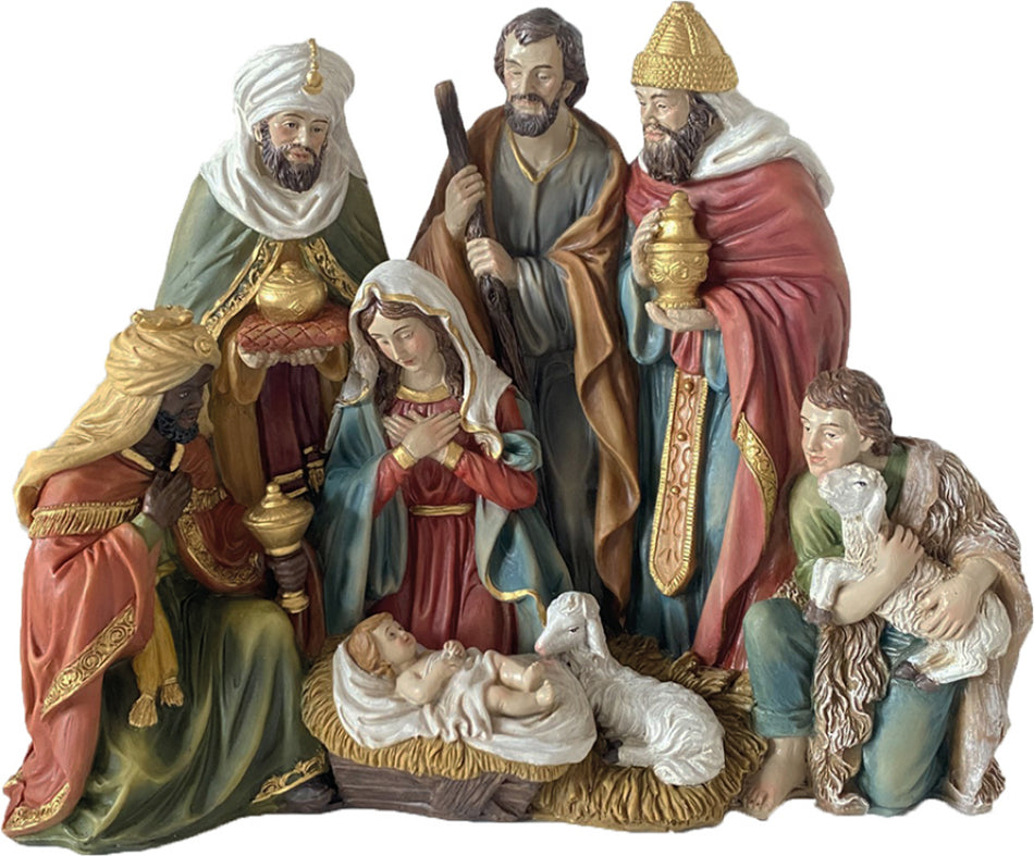 FADEDA Hlg. Familie, Krippenblock   / Höhe:20 cm / handbemalt / detailgetreue Krippen Figuren - Weihnachten Tisch Dekoration Krippe Zubehör