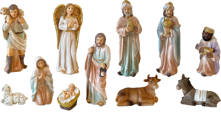 11x FADEDA Krippenfiguren / Höhe:11 cm / handbemalt / detailgetreue Krippen Figuren - Weihnachten Tisch Dekoration Krippe Zubehör