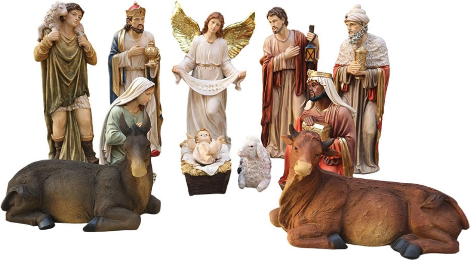 11x FADEDA Krippenfiguren / Höhe:100 cm / handbemalt / detailgetreue Krippen Figuren - Weihnachten Tisch Dekoration Krippe Zubehör
