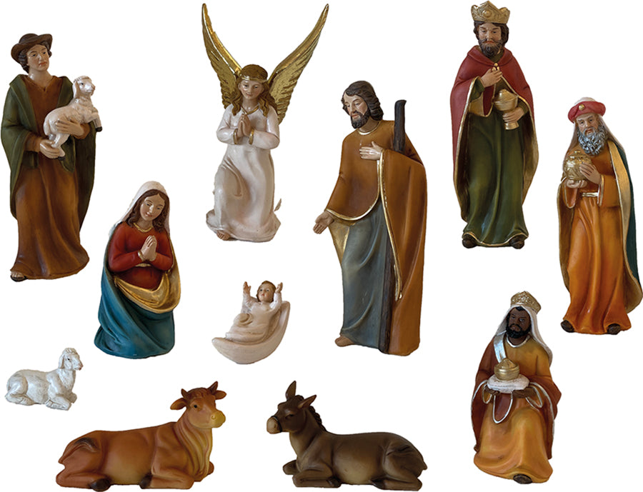 11x FADEDA Krippenfiguren   / Höhe:20 cm / handbemalt / detailgetreue Krippen Figuren - Weihnachten Tisch Dekoration Krippe Zubehör