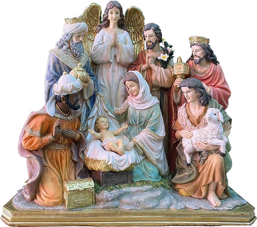 FADEDA Hlg. Familie, Krippenblock / Höhe:52 cm / handbemalt / detailgetreue Krippen Figuren - Weihnachten Tisch Dekoration Krippe Zubehör