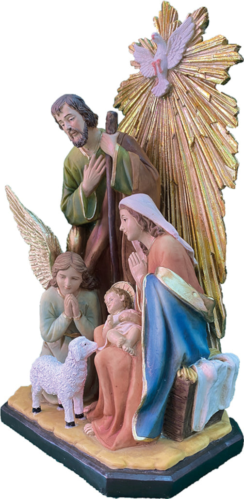 FADEDA Krippenblock mit Hlg. Geist  / Höhe:35 cm / handbemalt / detailgetreue Krippen Figuren - Weihnachten Tisch Dekoration Krippe Zubehör