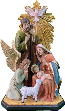 FADEDA Krippenblock mit Hlg. Geist  / Höhe:35 cm / handbemalt / detailgetreue Krippen Figuren - Weihnachten Tisch Dekoration Krippe Zubehör