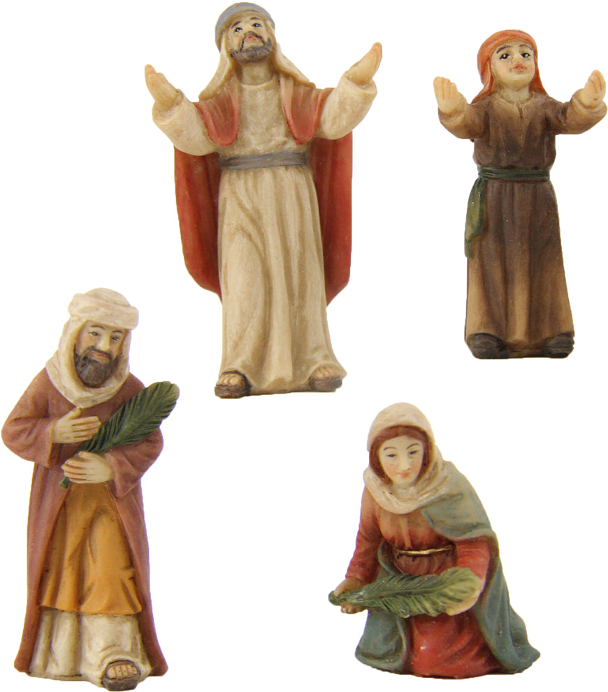 4x FADEDA Passionsfiguren: Einzugserweiterung   / Höhe:5 cm / handbemalt / detailgetreue Krippen Figuren - Weihnachten Tisch Dekoration Krippe Zubehör